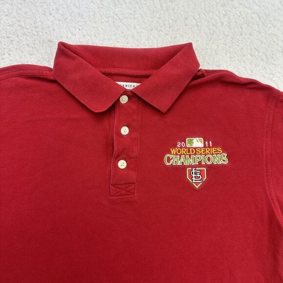 St Louis Cardinals Polo Shirt Mens Small S Red 2011 World Series Champions - Picture 3 of 12